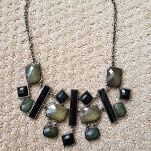 Multi black cabochon bib necklace